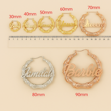 Load image into Gallery viewer, Personalized Frosted Bamboo Hoop Earrings
