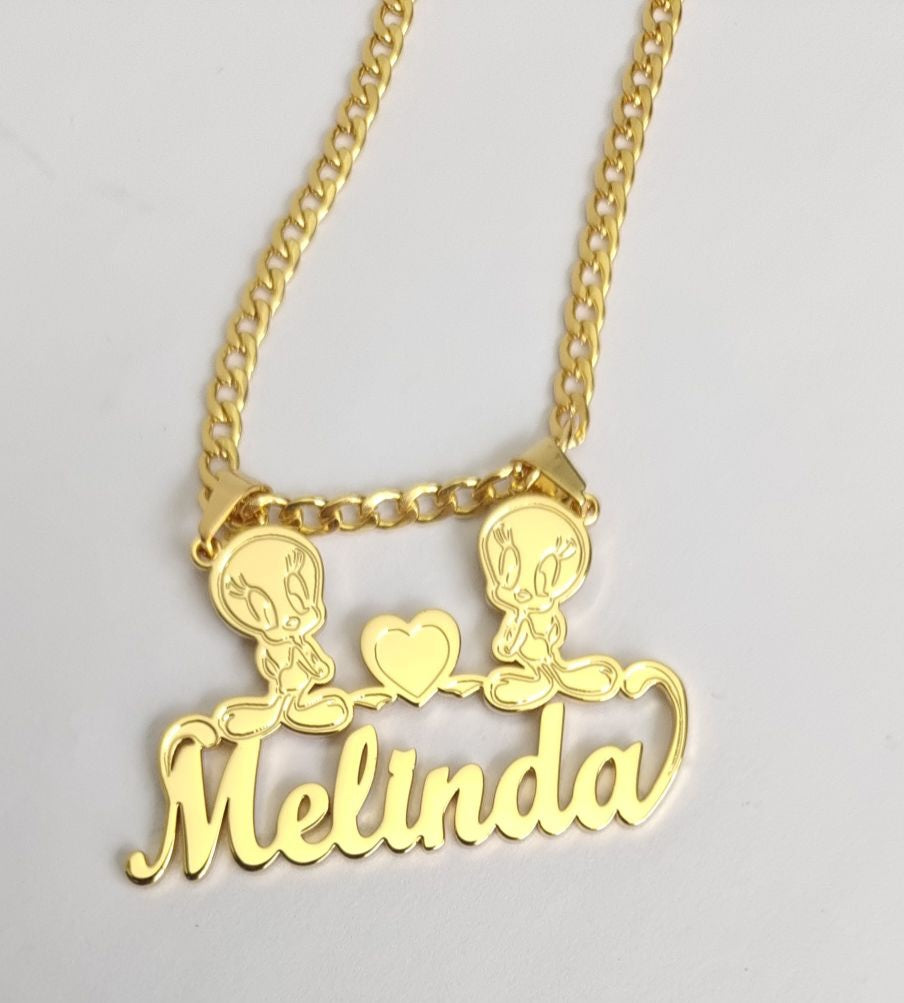 Tweety Bird Heart Pendant Necklace