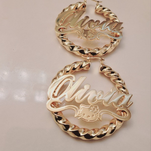 Hello Kitty Personalized Twisted Bamboo Earrings