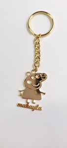 Peppa Pig Personalized Stainless Steel 18k Gold-Plated Name Necklace - Custom Kids Jewelry Gift