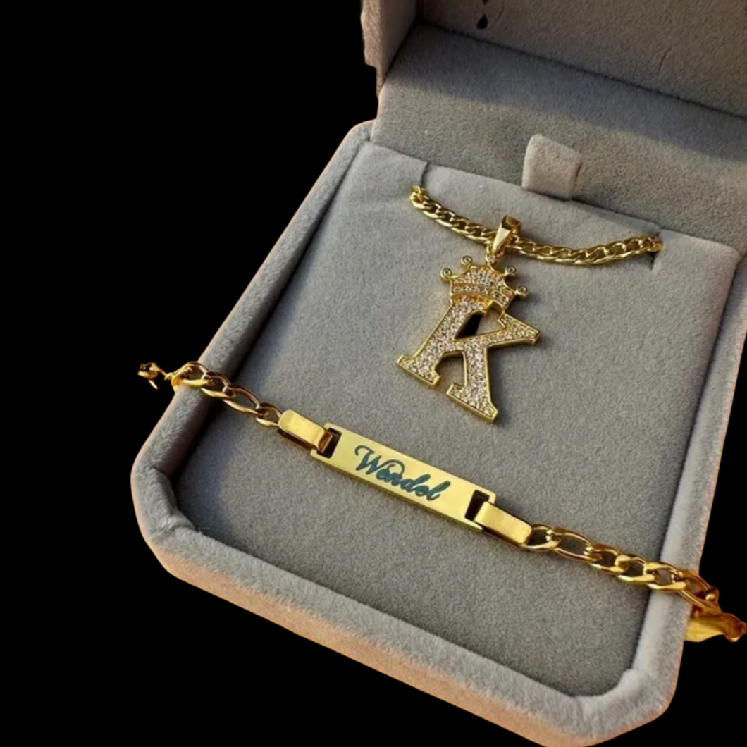 Kid's Personalized Necklace and Bracelet Set