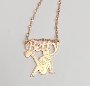Personalized Custom Made Betty Boop Pendant Necklace