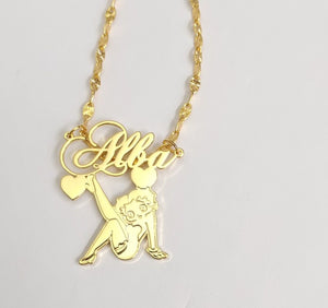 Personalized Custom Made Betty Boop Pendant Necklace