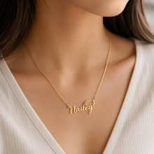 Load image into Gallery viewer, Women wearing a name pendant with kiity face
