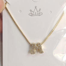Load image into Gallery viewer, Initial Letter Necklace – Gold, Silver or Rose Gold CZ Alphabet Pendant Necklace with Box Chain | Personalized Initial Jewelry Gift
