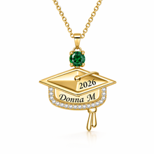 Load image into Gallery viewer, Custom Graduation Necklace with Name, Year &amp; Birthstone – Class of 2026 Gift
