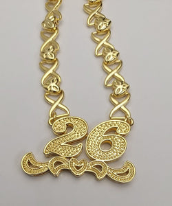 XOXO Personalized Double Plated Necklace with Diamond Cut Hearts
