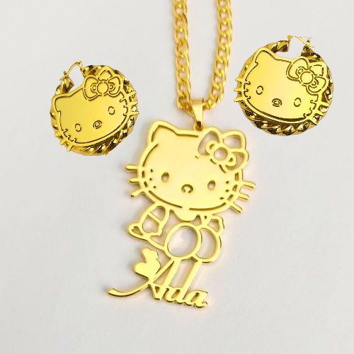 Hello Kitty, Personalized Necklace and Earrings Set