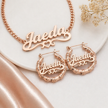 Load image into Gallery viewer, Gold Plated Heart Earrings 30mm-90mm and Necklace Set For Women/Girls
