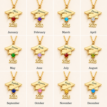 Load image into Gallery viewer, Custom Graduation Necklace with Name, Year &amp; Birthstone – Class of 2026 Gift
