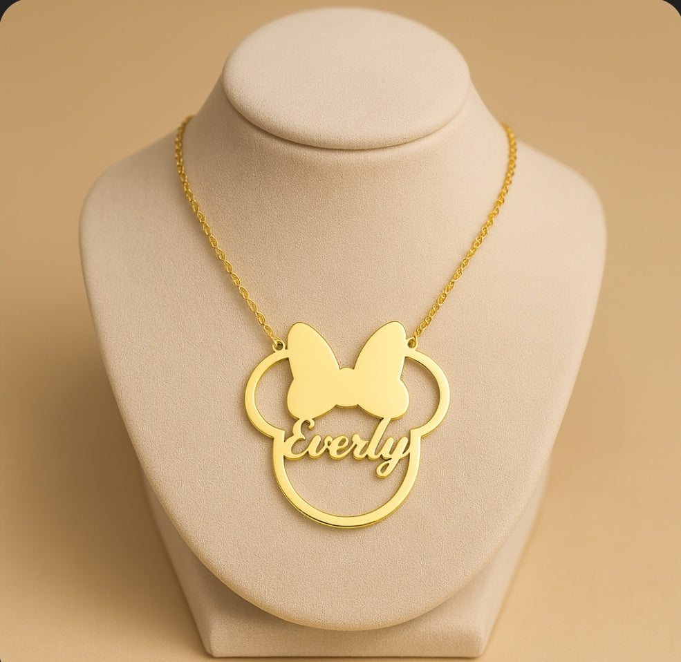 Minnie Mouse Gold Plated Personalized Necklace