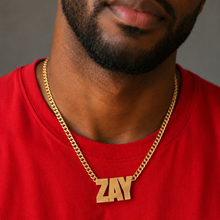 Load image into Gallery viewer, Unisex Big Pendant Necklace with 5mm Cuban Chain – Custom Statement Name Necklace
