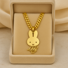 Load image into Gallery viewer, Personalized Miffy Bunny Necklace – Custom Name Stainless Steel 14K Gold-Plated Pendant for Women, Girls &amp; Kids
