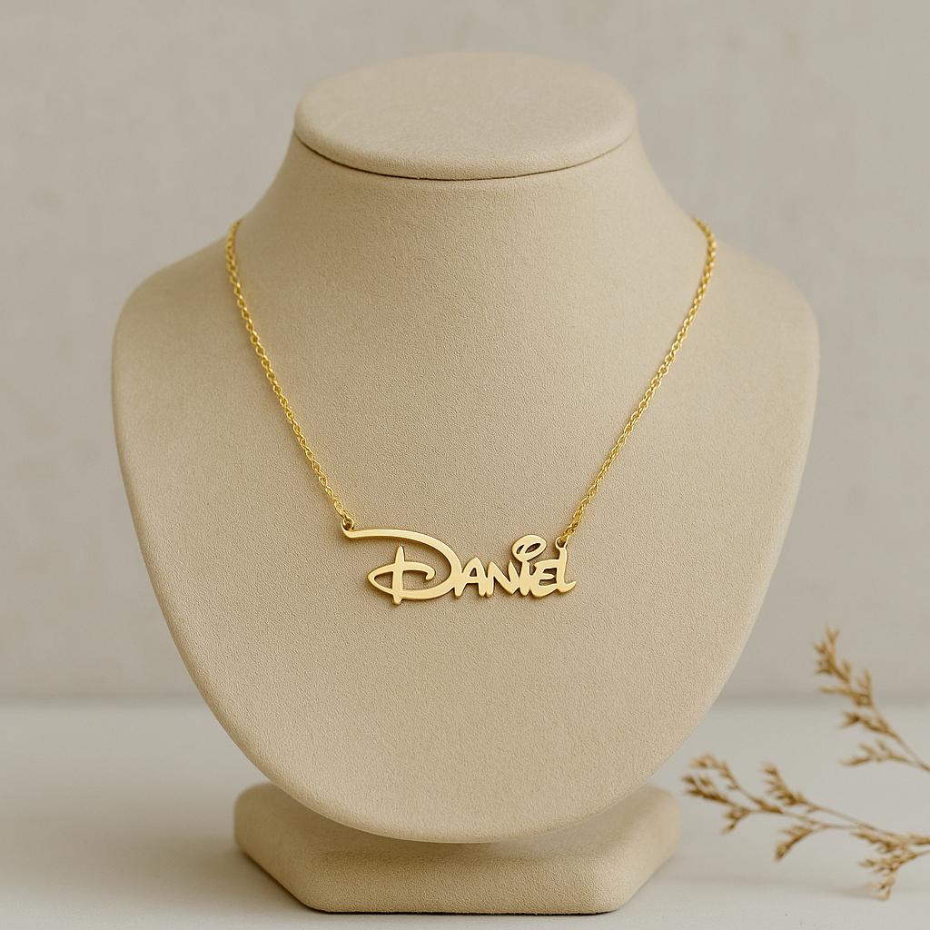 18k Real Gold Plated Personalized Script Pendant Necklace