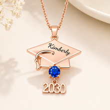 Load image into Gallery viewer, Custom Graduation Necklace with Name, Year &amp; Birthstone – Class of 2026 Gift
