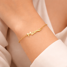 Load image into Gallery viewer, Personalized Mama Bracelet Gold – Custom Name Bracelet for Mom, Minimalist Script Jewelry Gift for Mother, Adjustable Chain Bracelet
