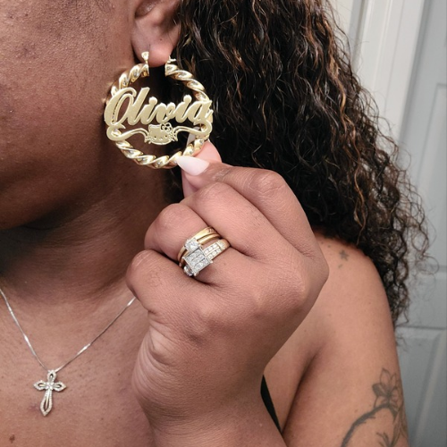 Hello Kitty Personalized Twisted Bamboo Earrings