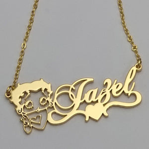 Betty Boop Heart Bar Personalized Pendant Necklace