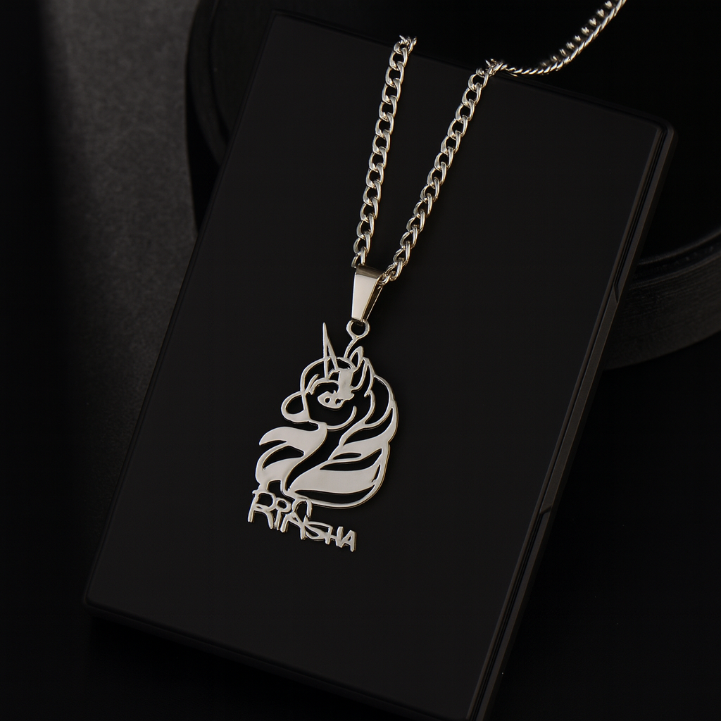 Personalized Unicorn 18k Gold-Plated Stainless Steel Name Necklace - Custom Jewelry