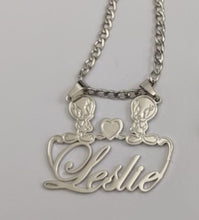 Load image into Gallery viewer, Tweety Bird Personalized Heart Pendant Necklace
