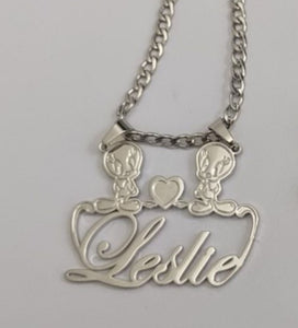 Tweety Bird Personalized Heart Pendant Necklace