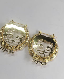 Betty Boop Custom Designed Personalized Bamboo 18k Gold Plated Earrings