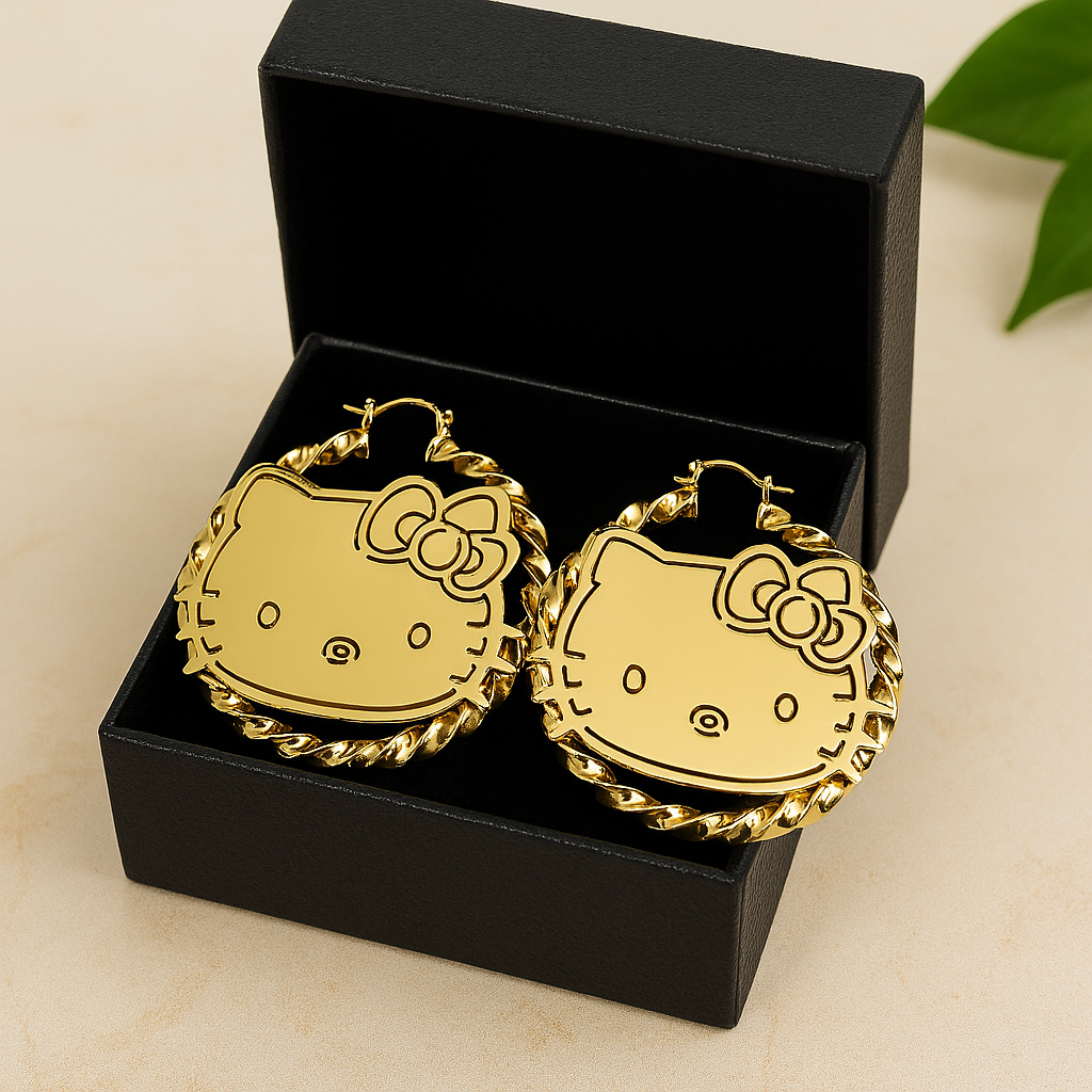 Hello Kitty Twisted Bamboo Earrings