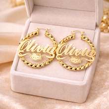 Load image into Gallery viewer, Hello Kitty Personalized Twisted Bamboo Earrings
