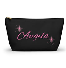 Load image into Gallery viewer, Personalized Black &amp; Pink Makeup Bag — Personalized Script Accessory Pouch
