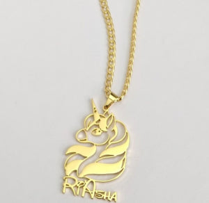 Personalized Unicorn 18k Gold-Plated Stainless Steel Name Necklace - Custom Jewelry