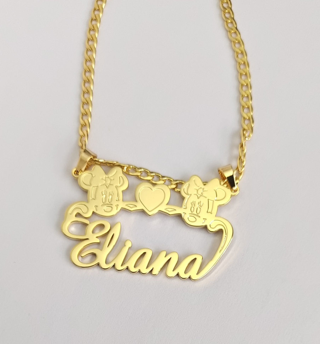 Personalized Minnie Mouse Heart Pendant Necklace