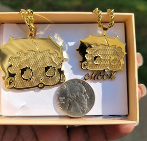 18K Real Gold-Plated Betty Boop Pendant Necklace – Personalized Stainless Steel Jewelry