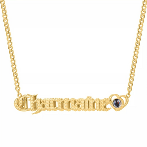 18K Gold Plated Personalized Necklace With Heart Projection Stone