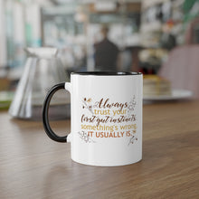 Load image into Gallery viewer, Trust Your Instincts Black Accent Mug

