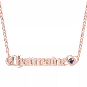 18K Gold Plated Personalized Necklace With Heart Projection Stone