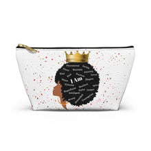 Load image into Gallery viewer, Afro Queen I Am Custom Made Accessory Pouch w T-bottom
