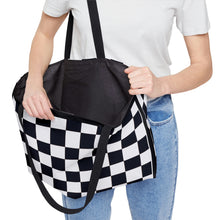 Load image into Gallery viewer, Black and White Popping Checker Weekender Tote Bag
