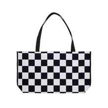 Load image into Gallery viewer, Black and White Popping Checker Weekender Tote Bag
