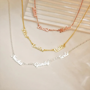 Personalized Box Chain Name Pendant Necklace 1-5 Names