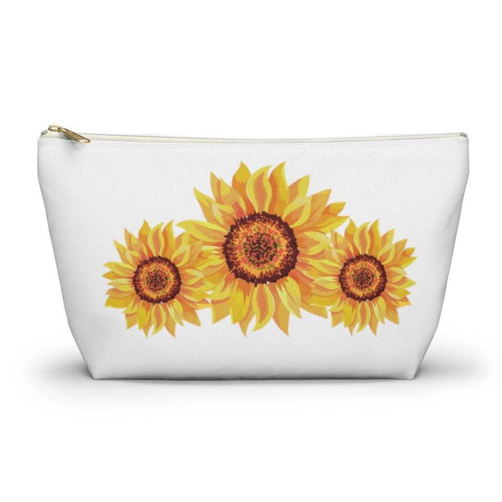 Custom Made Sunflower Accessory Pouch w T-bottom
