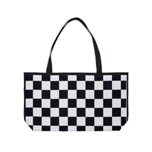 Load image into Gallery viewer, Black and White Popping Checker Weekender Tote Bag
