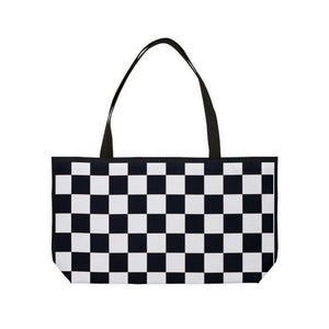 Black and White Popping Checker Weekender Tote Bag