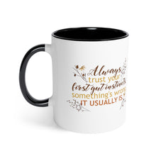 Load image into Gallery viewer, Trust Your Instincts Black Accent Mug
