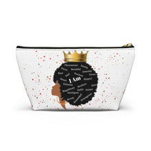 Load image into Gallery viewer, Afro Queen I Am Custom Made Accessory Pouch w T-bottom
