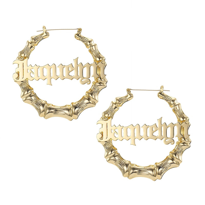 Personalized Bamboo Hoop Earrings