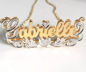 3D Heart Personalized Double Layered Necklace