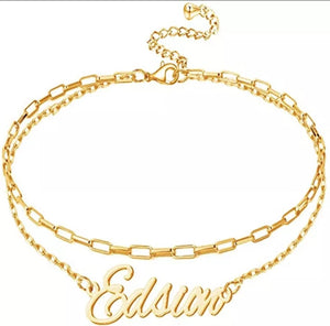 Double Layer Gold Plated Personalized Anklet or Bracelet