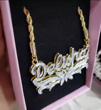 Load image into Gallery viewer, Personalized 3D Butterfly Custom Name Necklace Double plated
