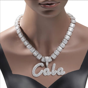 Baguette Personalized CZ Necklace