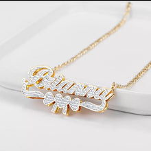 Load image into Gallery viewer, Personalized Double Plate Two Tone Heart Name Necklace
